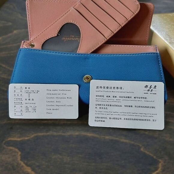 BNIB Dunxilu blue leather rhinestone detail clutch wallet - Picture 6 of 14